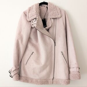 Peach aspen jacket sherpa moto jacket NWT in dusty lilac size xs